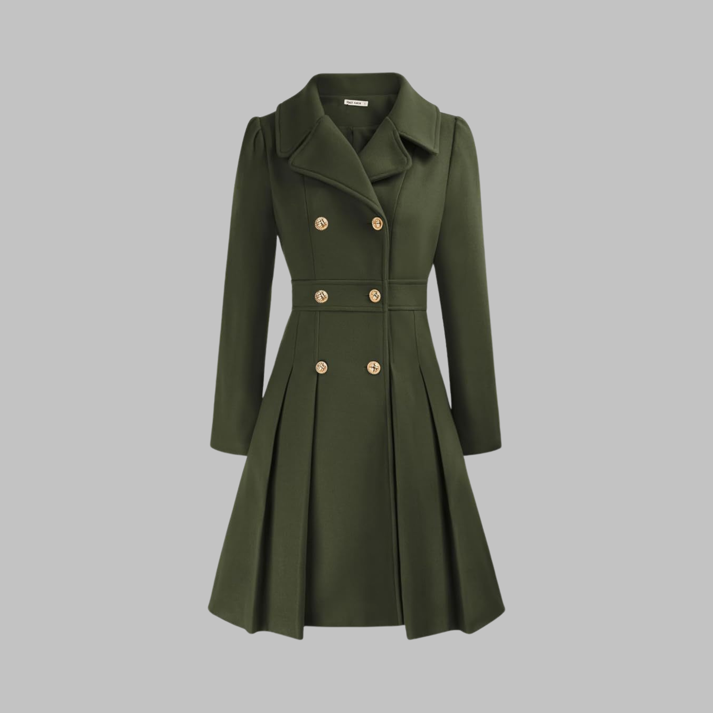 Dami Women's Long Sleeve Coat | Double Button, Classic Silhouette 14
