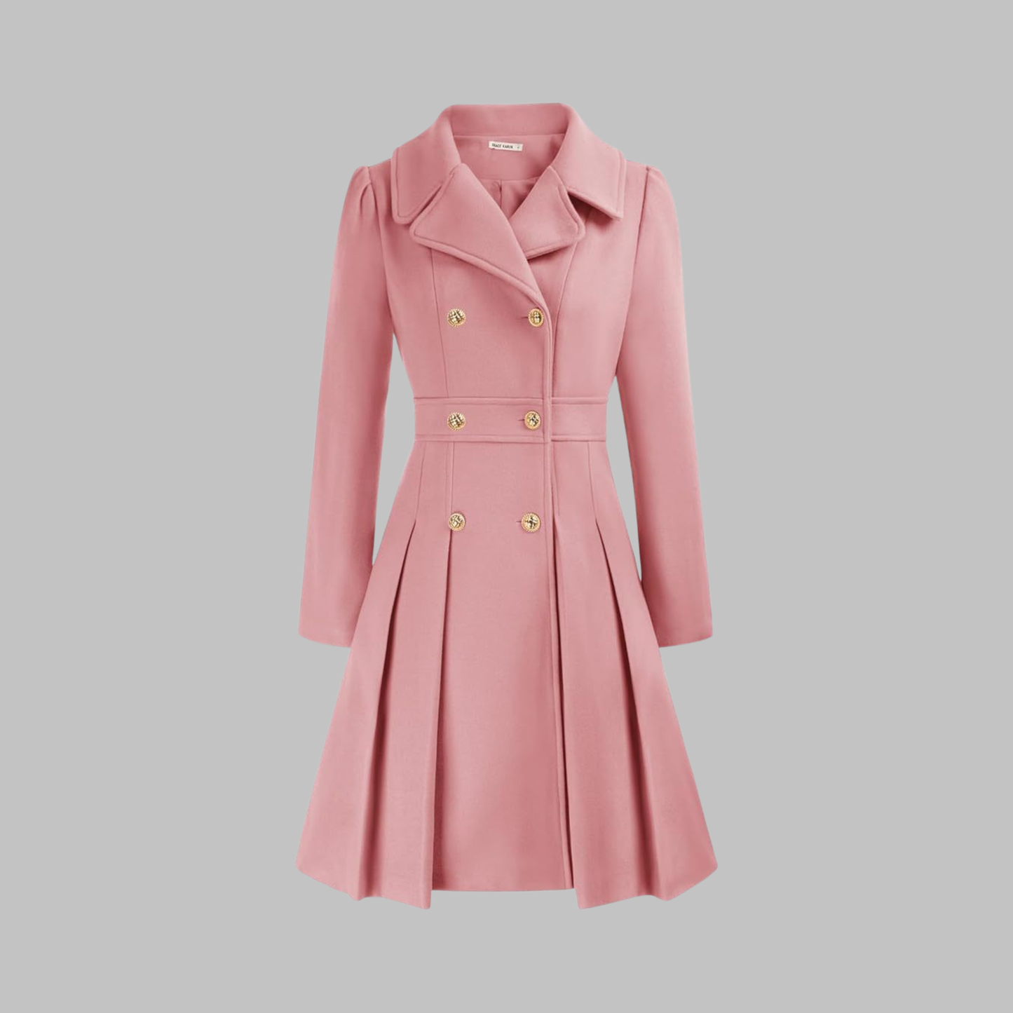 Dami Women's Long Sleeve Coat | Double Button, Classic Silhouette 17