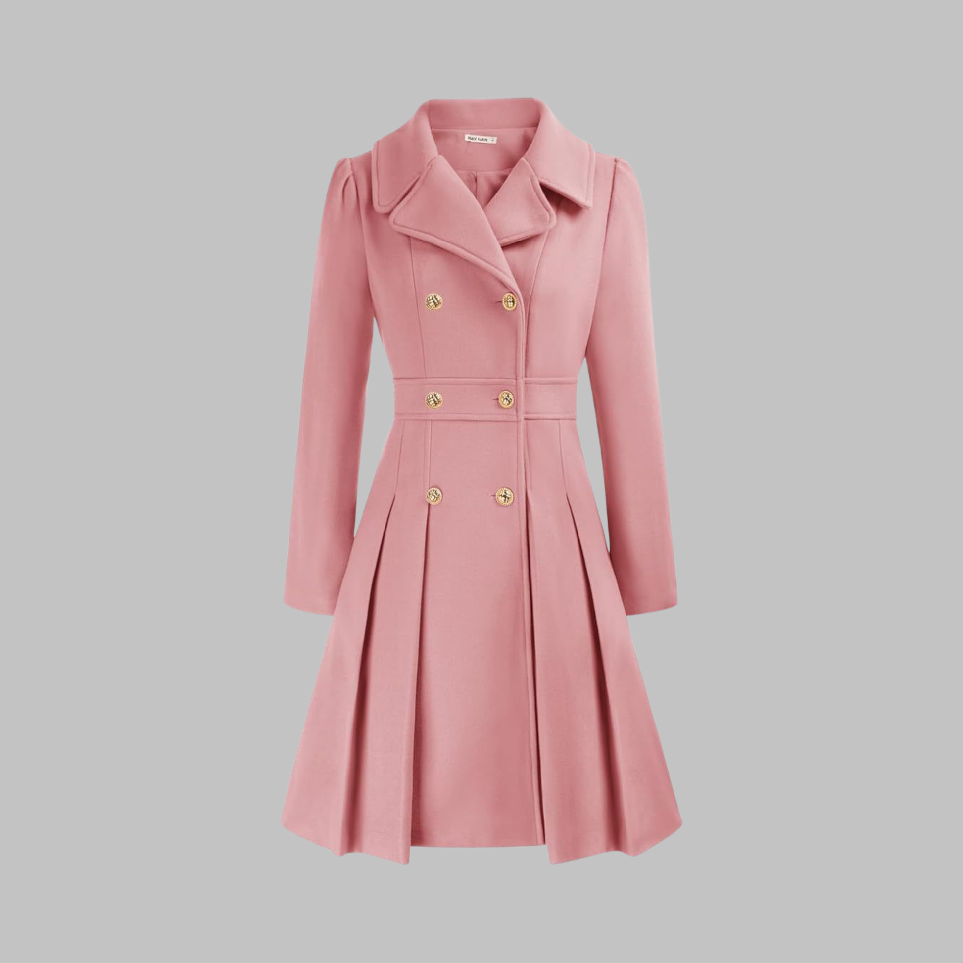Dami Women's Long Sleeve Coat | Double Button, Classic Silhouette 17
