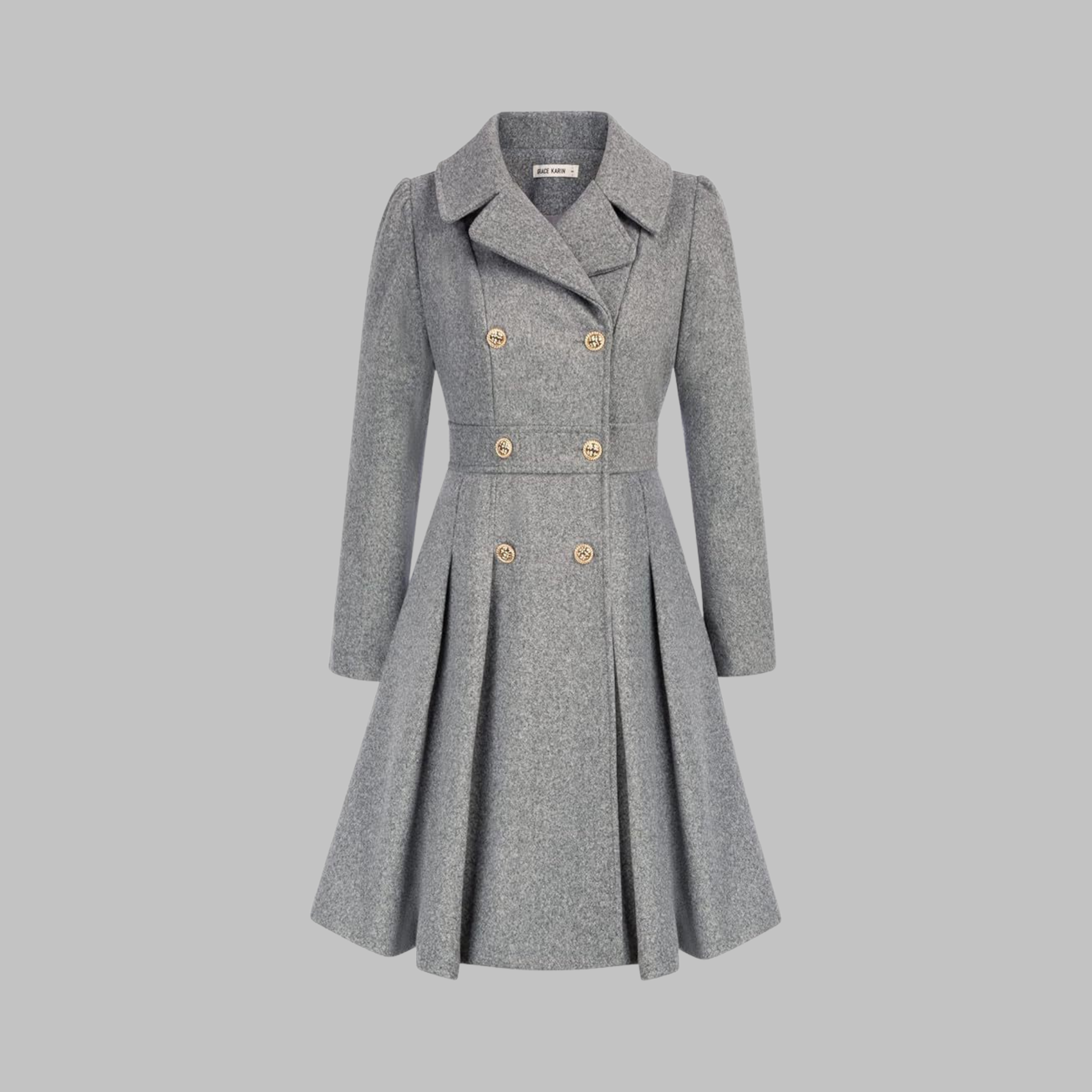 Dami Women's Long Sleeve Coat | Double Button, Classic Silhouette 4