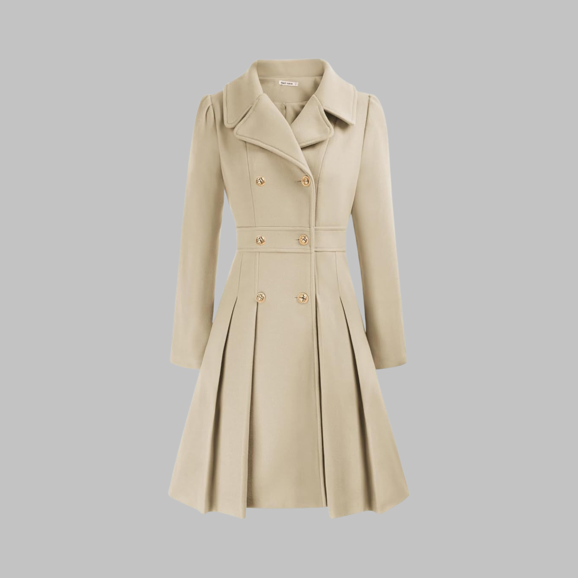 Dami Women's Long Sleeve Coat | Double Button, Classic Silhouette 5