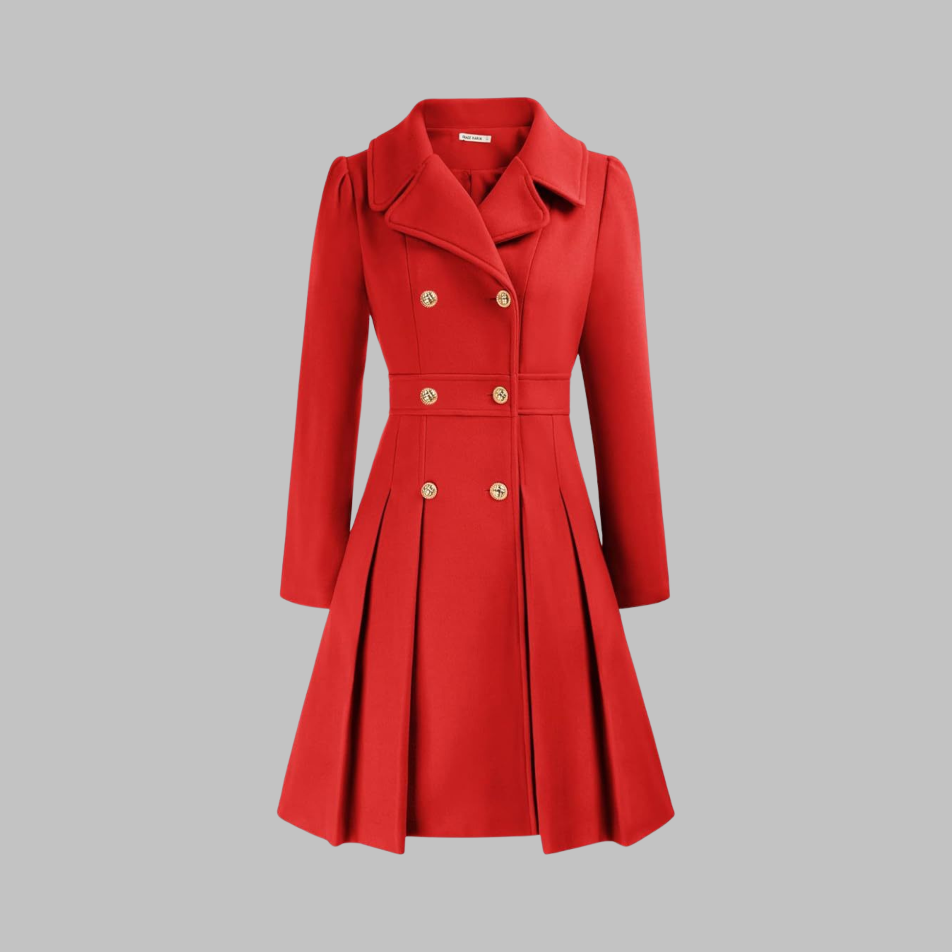Dami Women's Long Sleeve Coat | Double Button, Classic Silhouette 8