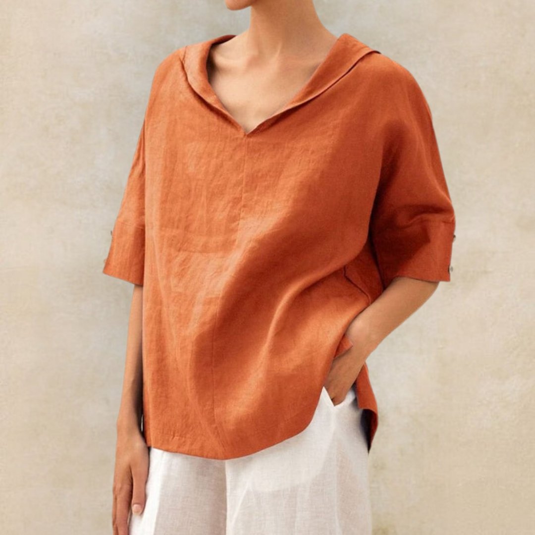 Daniela Women’s Loose-Fit V-Neck Top with Lightweight Spring Design 1