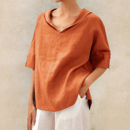 Daniela Women’s Loose-Fit V-Neck Top with Lightweight Spring Design 1