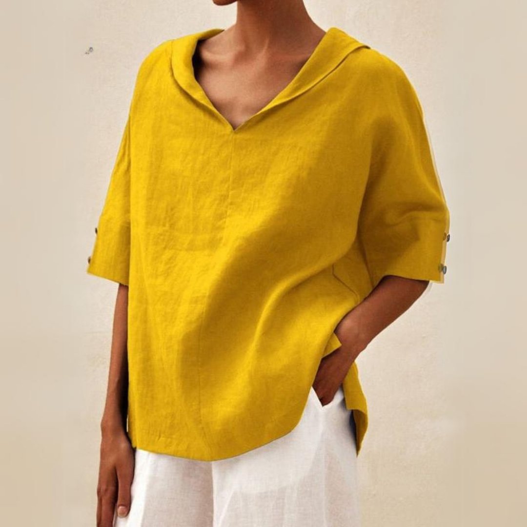 Daniela Women’s Loose-Fit V-Neck Top with Lightweight Spring Design 2