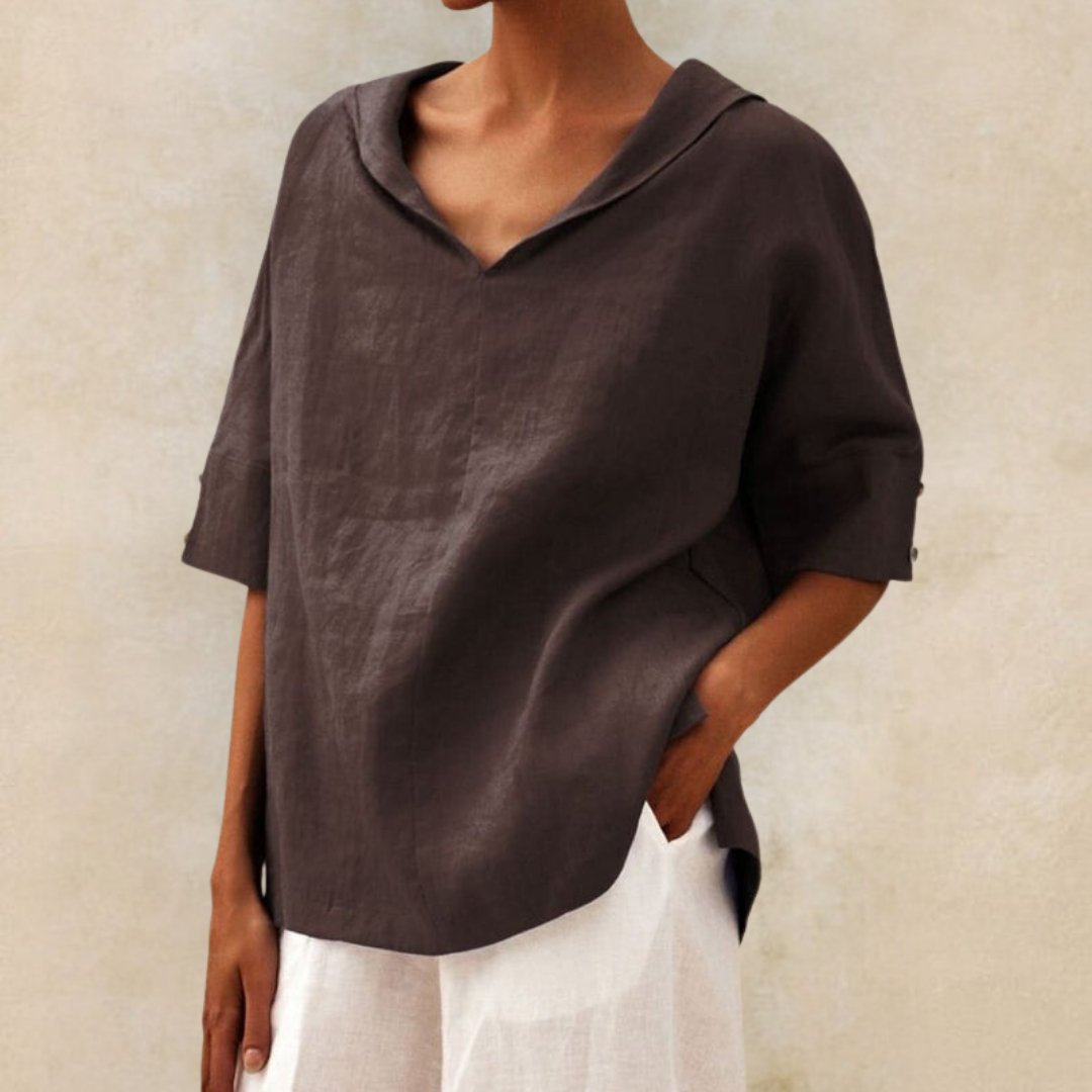 Daniela Women’s Loose-Fit V-Neck Top with Lightweight Spring Design 3