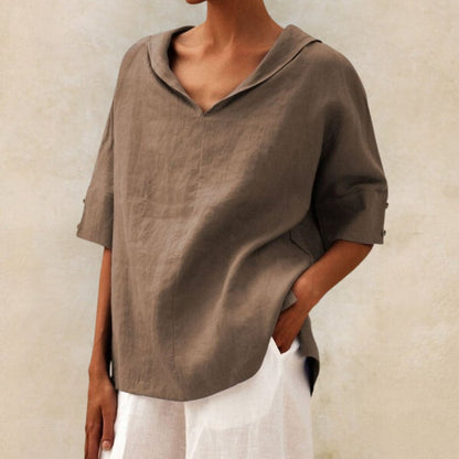 Daniela Women’s Loose-Fit V-Neck Top with Lightweight Spring Design 4