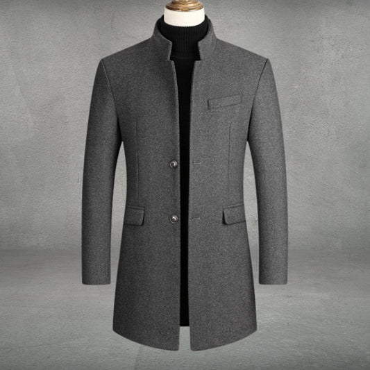 Dante Men's Overcoat | Wool Blend Slim-Fit with Mandarin Collar 0