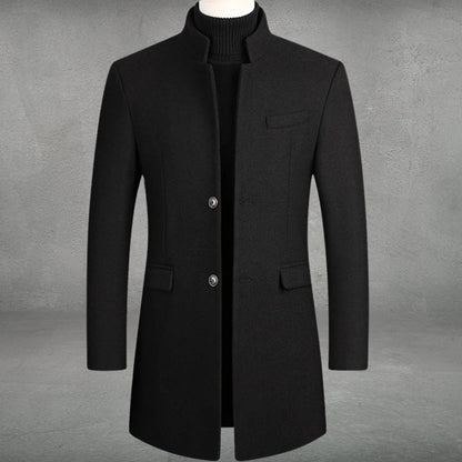 Dante Men's Overcoat | Wool Blend Slim-Fit with Mandarin Collar 1