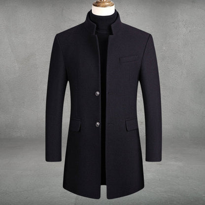 Dante Men's Overcoat | Wool Blend Slim-Fit with Mandarin Collar 2