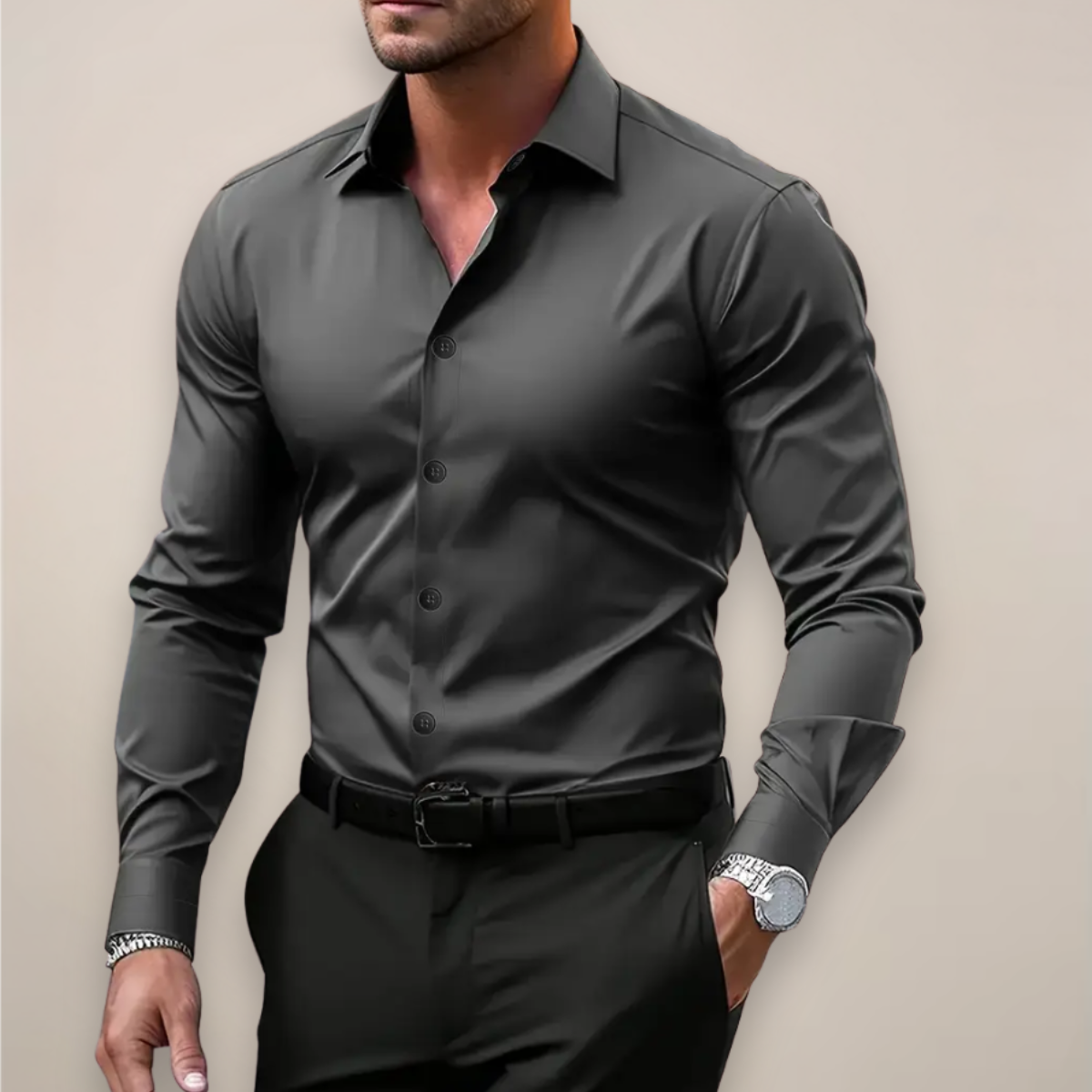 Dapper Men’s Dress Shirt with Slim Fit and Modern Tailored Design 0