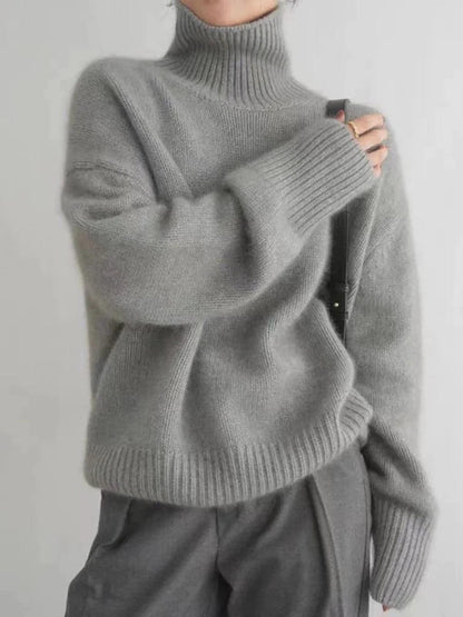 Dara Women’s Sweater with High Collar and Relaxed Fit Design 2