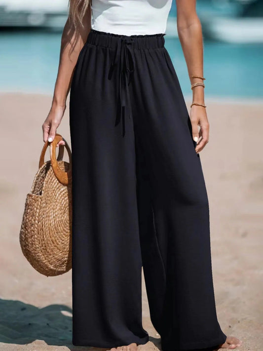 Diva Women’s Palazzo Pants with Wide-Leg Design and Stylish Tie Belt 0