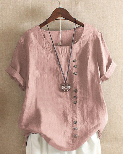Doris Women’s Blouse with Button Detail and Short Sleeves for Effortless Summer Style 0