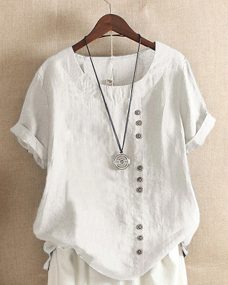 Doris Women’s Blouse with Button Detail and Short Sleeves for Effortless Summer Style 1