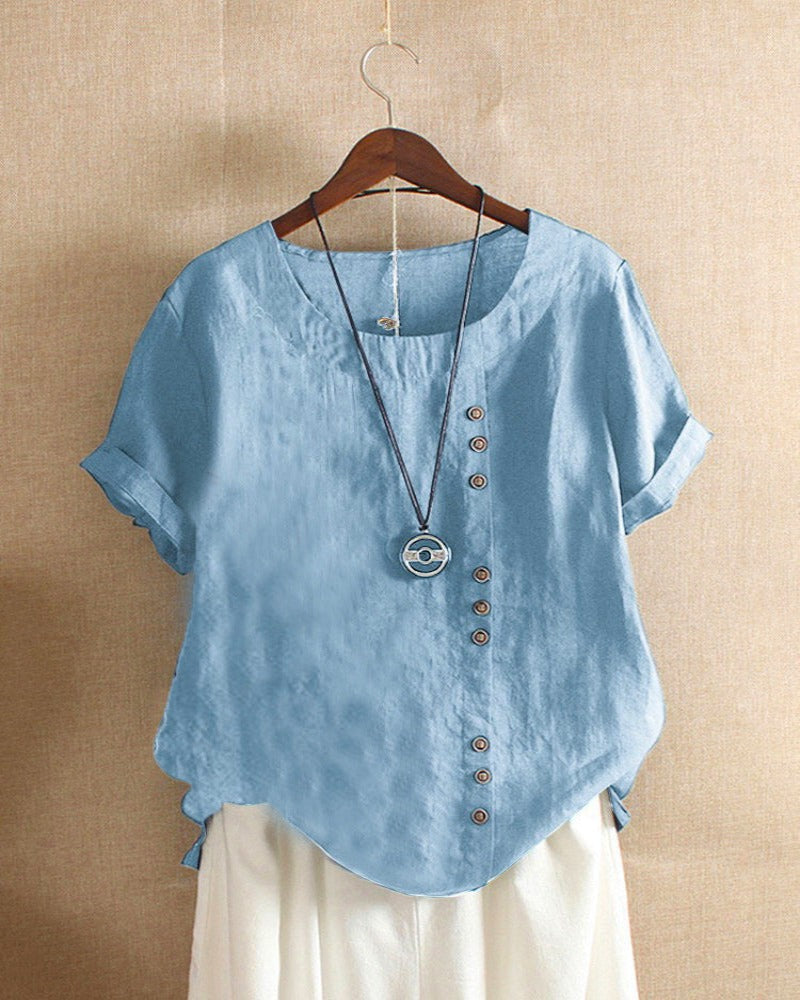 Doris Women’s Blouse with Button Detail and Short Sleeves for Effortless Summer Style 5