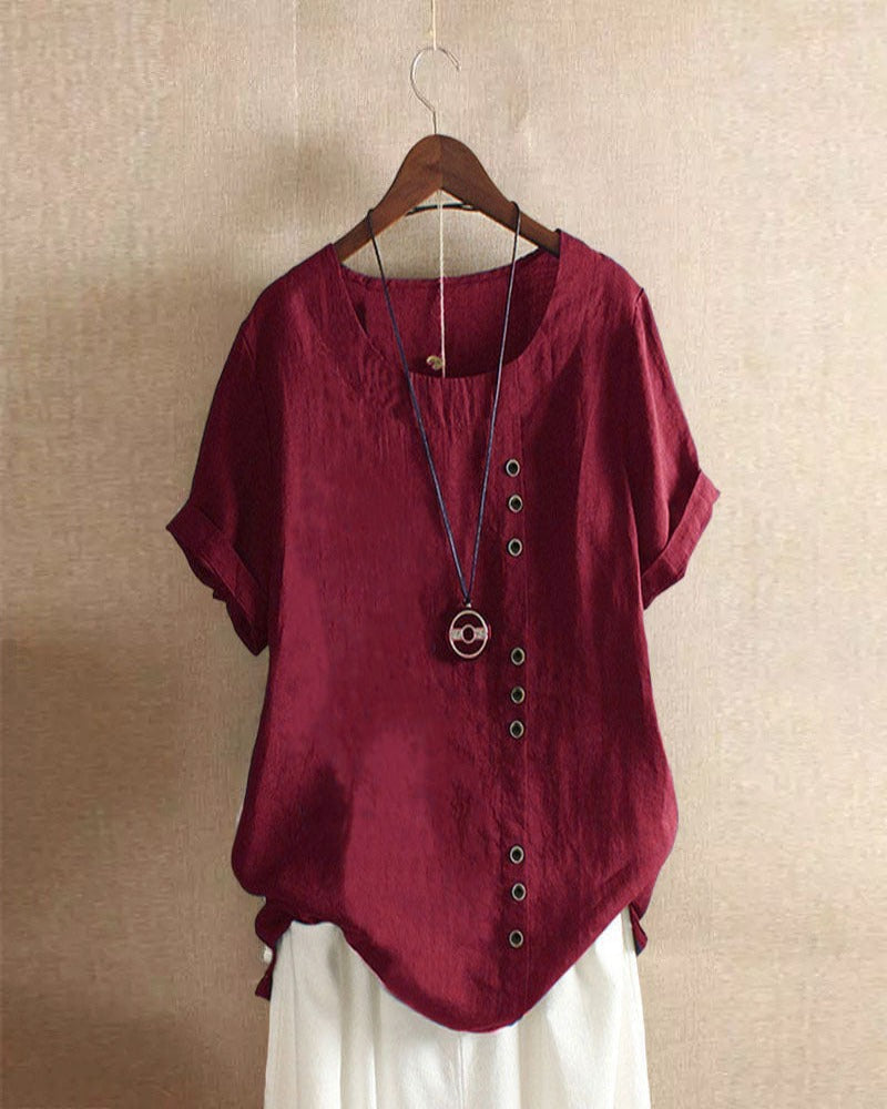 Doris Women’s Blouse with Button Detail and Short Sleeves for Effortless Summer Style 7
