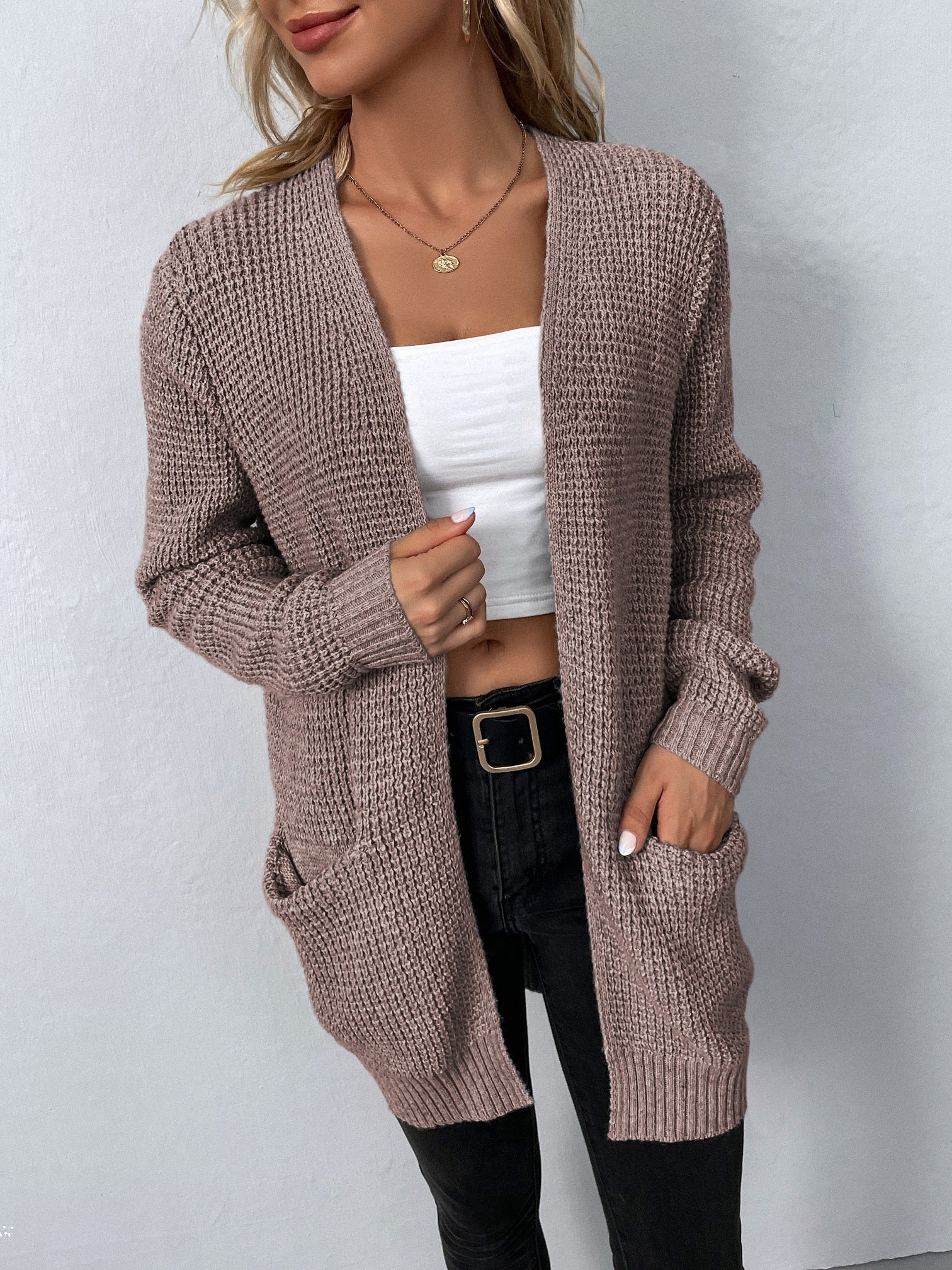 Doris Women’s Cardigan with Long Sleeves and Open Front 1