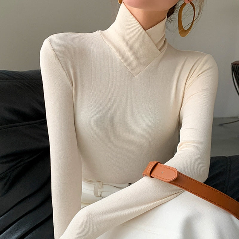 Doris Women’s Mock-Neck Top with Elegant Stand-Up Collar 0