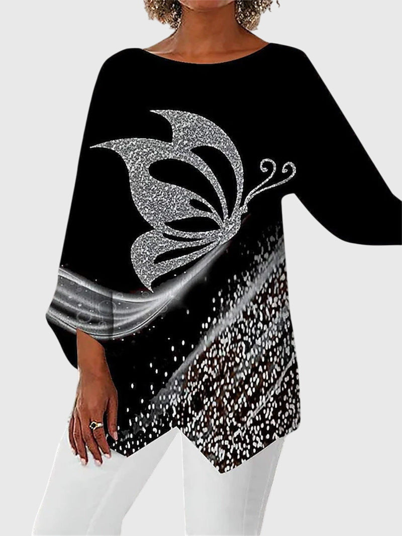 Dorothea Women’s Long Sleeve Top with Butterfly Pattern 0