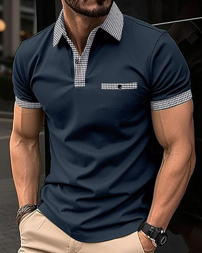 Easton Men’s Polo Shirt with Checkered Collar and Comfortable Fit 1