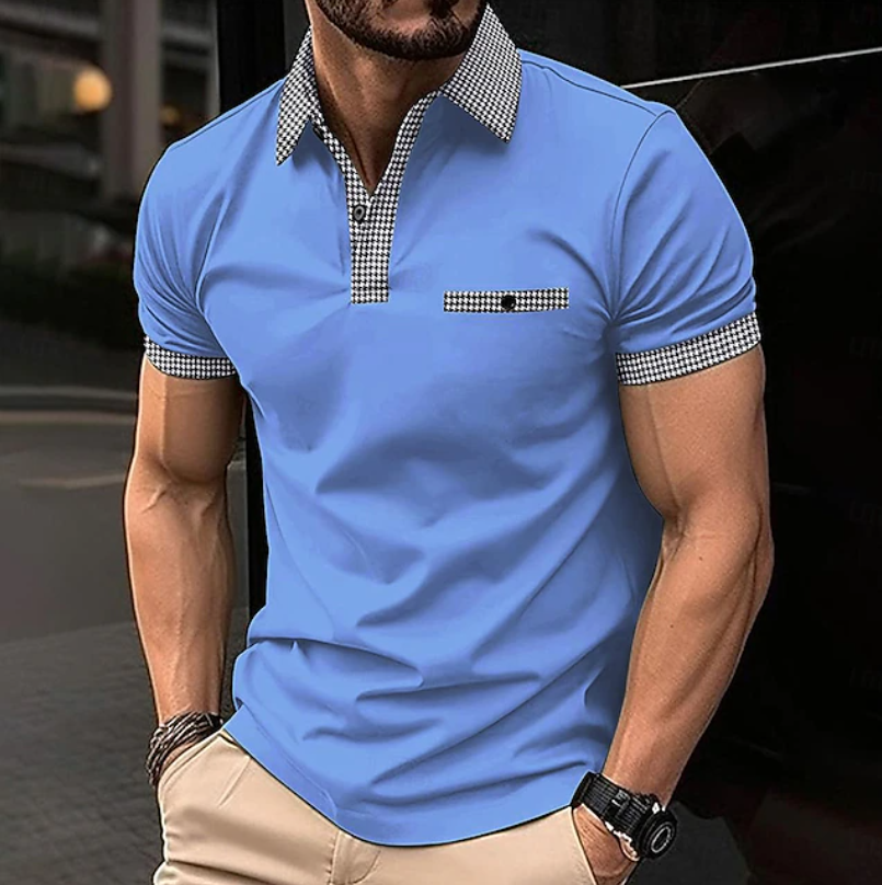 Easton Men’s Polo Shirt with Checkered Collar and Comfortable Fit 5