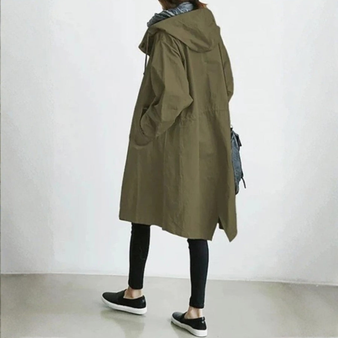 Edith Women’s Long Street Coat with Button Placket 3