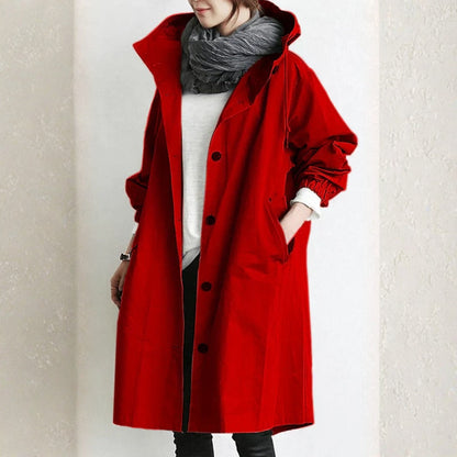 Edith Women’s Long Street Coat with Button Placket 4