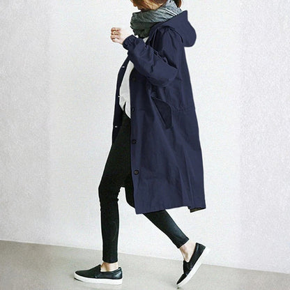 Edith Women’s Long Street Coat with Button Placket 5