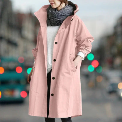 Edith Women’s Long Street Coat with Button Placket 6