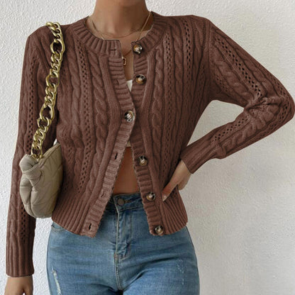 Elara Women’s Cardigan Sweater with Classic Cable Knit and Button Placket 3