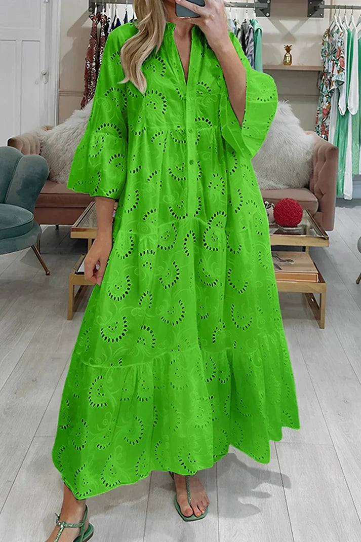 Elara Women’s Dress with Eyelet Embroidery and Flowing Silhouette 2
