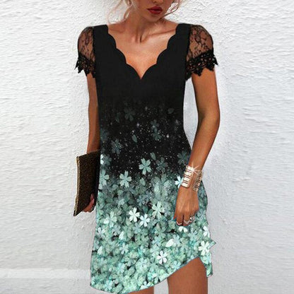 Elara Women's Dress with V-Neck and Lace Sleeves in A-Line Style 5