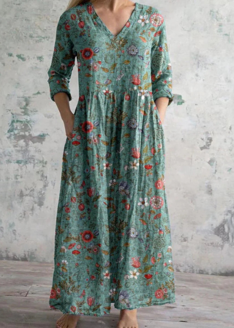 Elara Women’s Midi Dress with Floral Print and Relaxed Fit 2