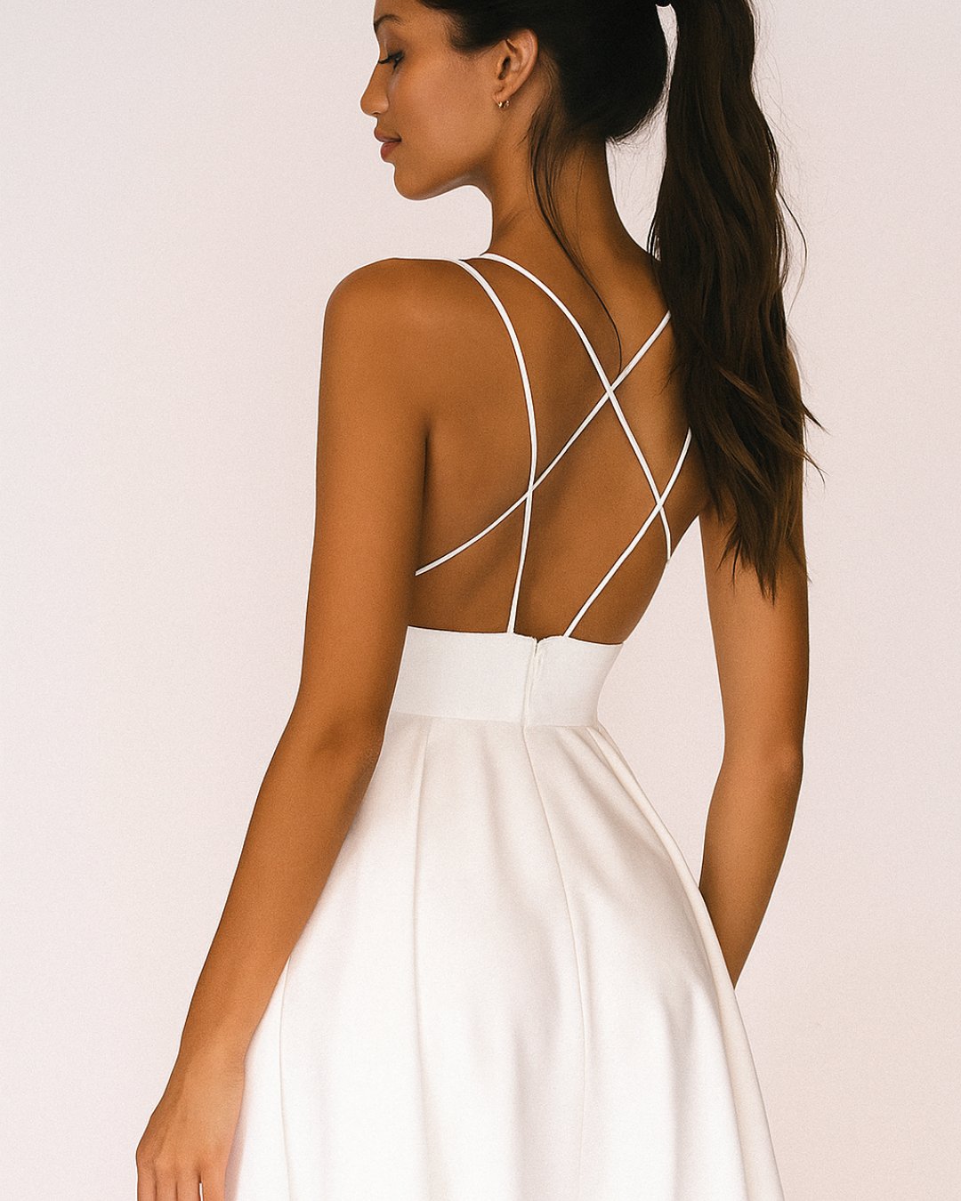 Elara Women’s Midi Dress with Spaghetti Straps and V-Neckline for Cocktail and Formal Occasions 2