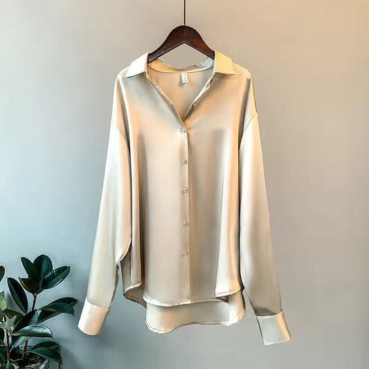 Elara Women’s Silk Blouse with Ruffle Detail and Button Placket 0