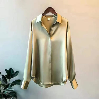 Elara Women’s Silk Blouse with Ruffle Detail and Button Placket 5