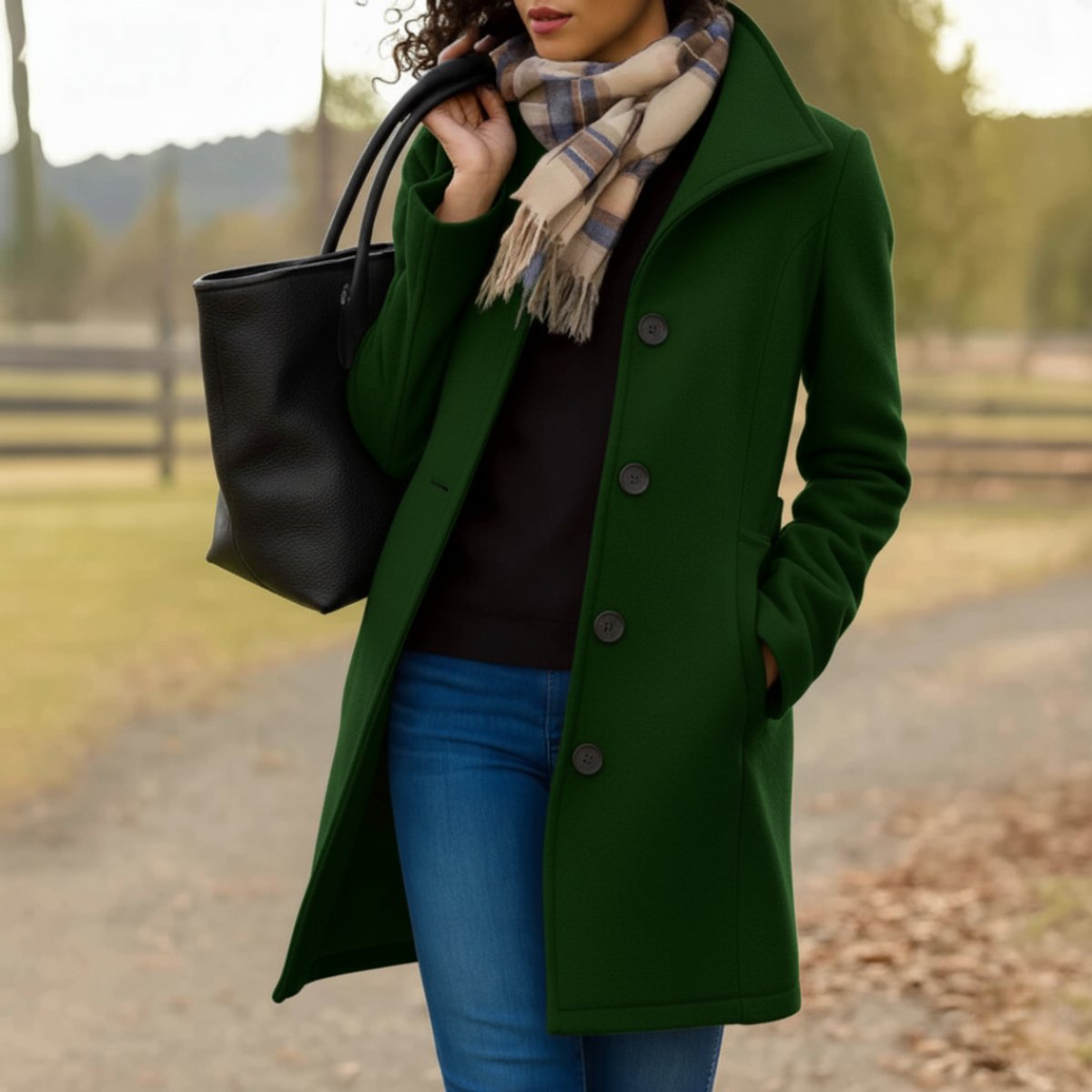 Elara Women's Wool-Blend Coat | Classic Mid-Length, Single-Breasted Design 0