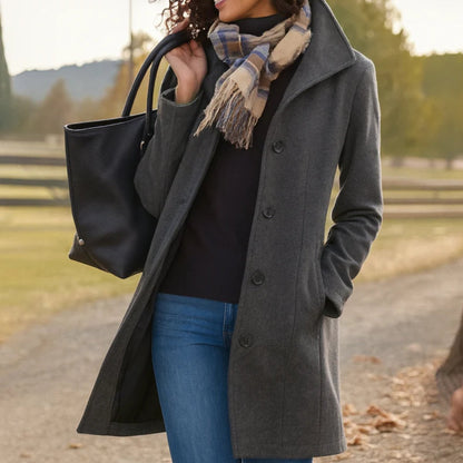 Elara Women's Wool-Blend Coat | Classic Mid-Length, Single-Breasted Design 1