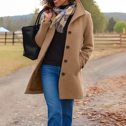 Elara Women's Wool-Blend Coat | Classic Mid-Length, Single-Breasted Design 2