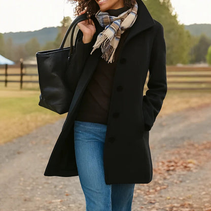 Elara Women's Wool-Blend Coat | Classic Mid-Length, Single-Breasted Design 4