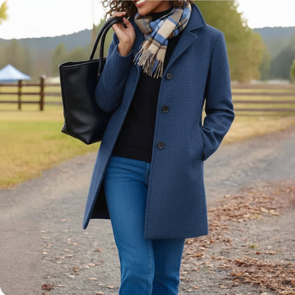 Elara Women's Wool-Blend Coat | Classic Mid-Length, Single-Breasted Design 5