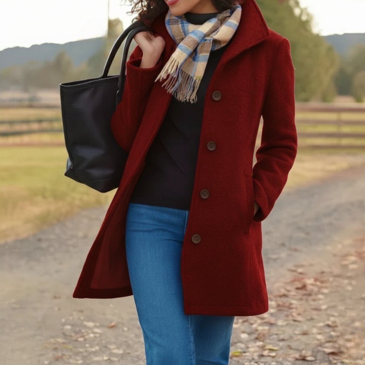 Elara Women's Wool-Blend Coat | Classic Mid-Length, Single-Breasted Design 6