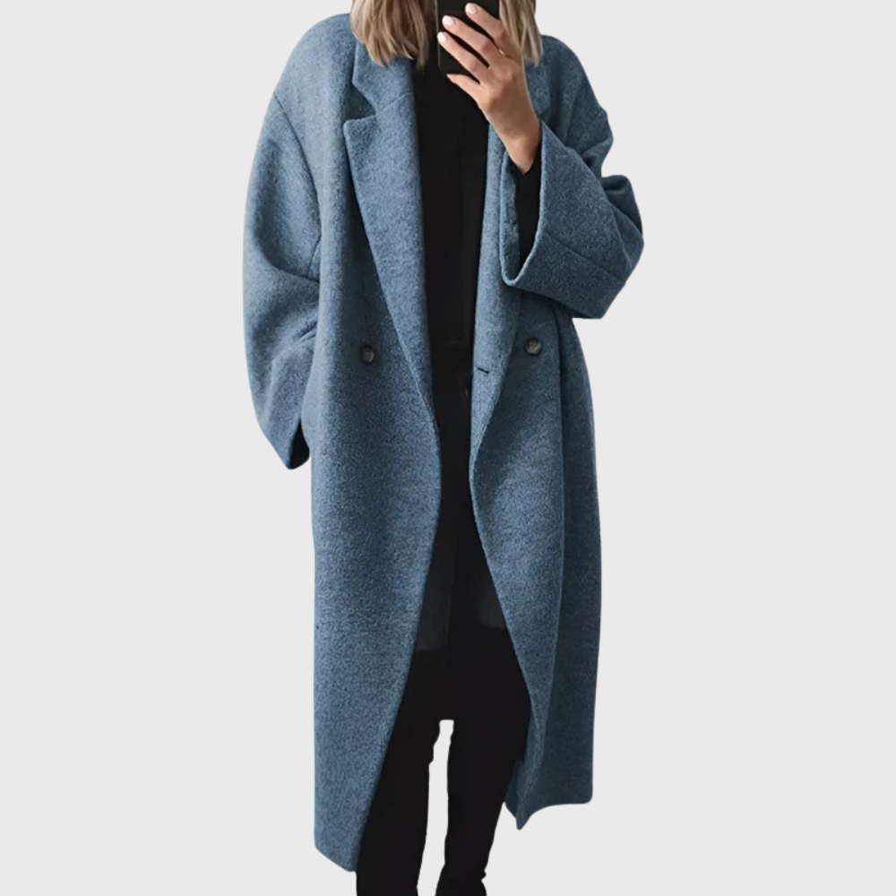 Elda Women's Coat | Soft Fabric Longline Overcoat, Relaxed Fit 2