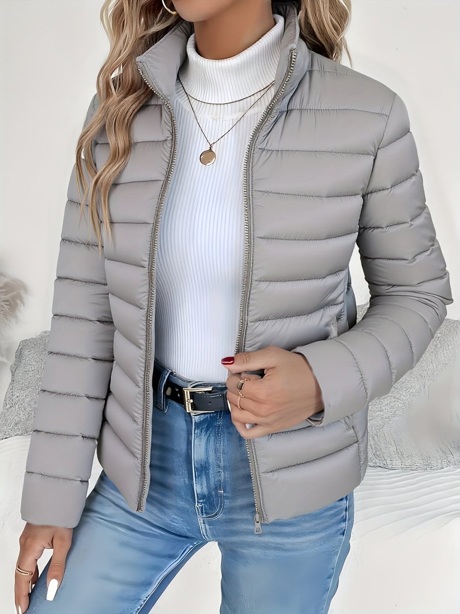 Eleanor Women's Puffer Coat | Lightweight Quilted Design, Stand Collar 9