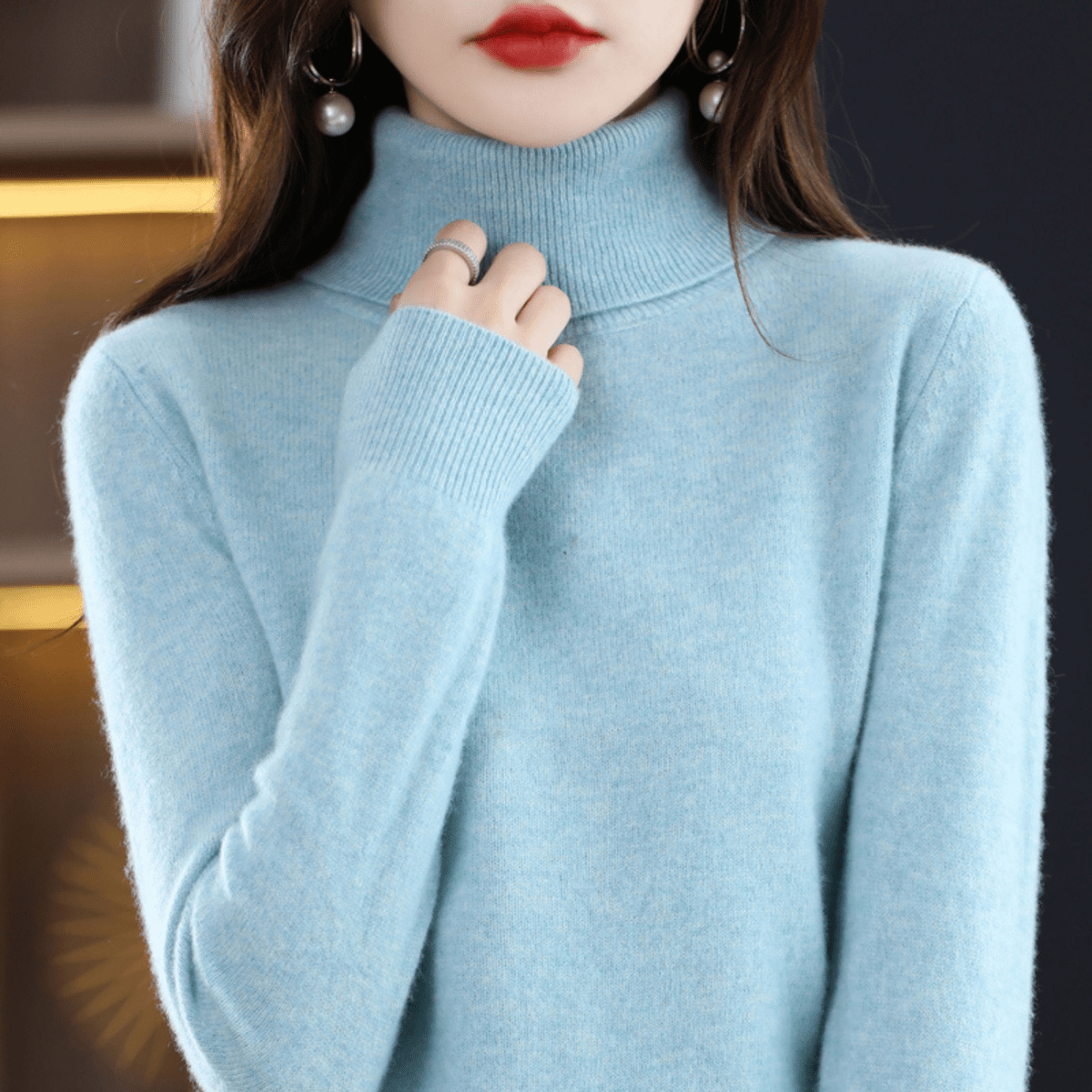 Elfriede Women’s Classic Sweater with Warm Turtleneck Design 1