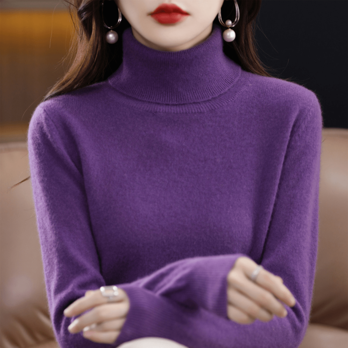 Elfriede Women’s Classic Sweater with Warm Turtleneck Design 2