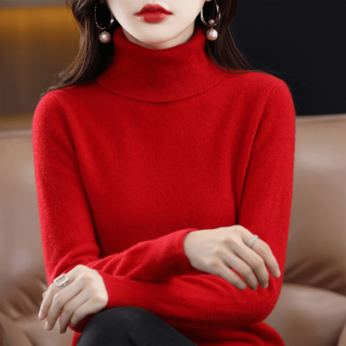 Elfriede Women’s Classic Sweater with Warm Turtleneck Design 6