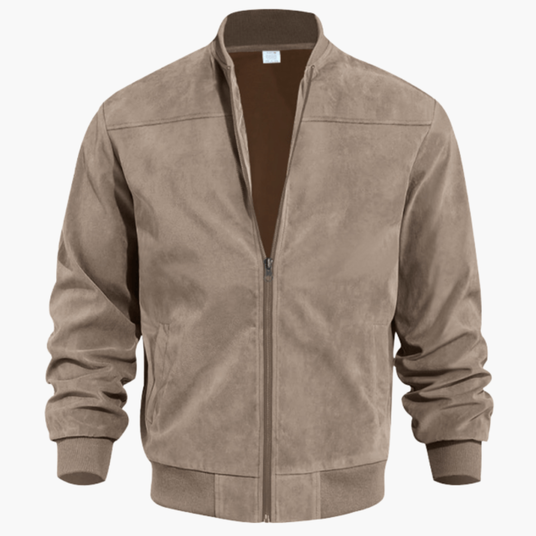 Eli Men’s Jacket with Suede Finish and Zipper Closure 0