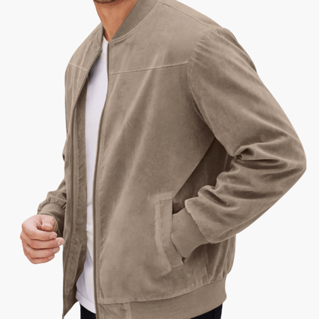 Eli Men’s Jacket with Suede Finish and Zipper Closure 1